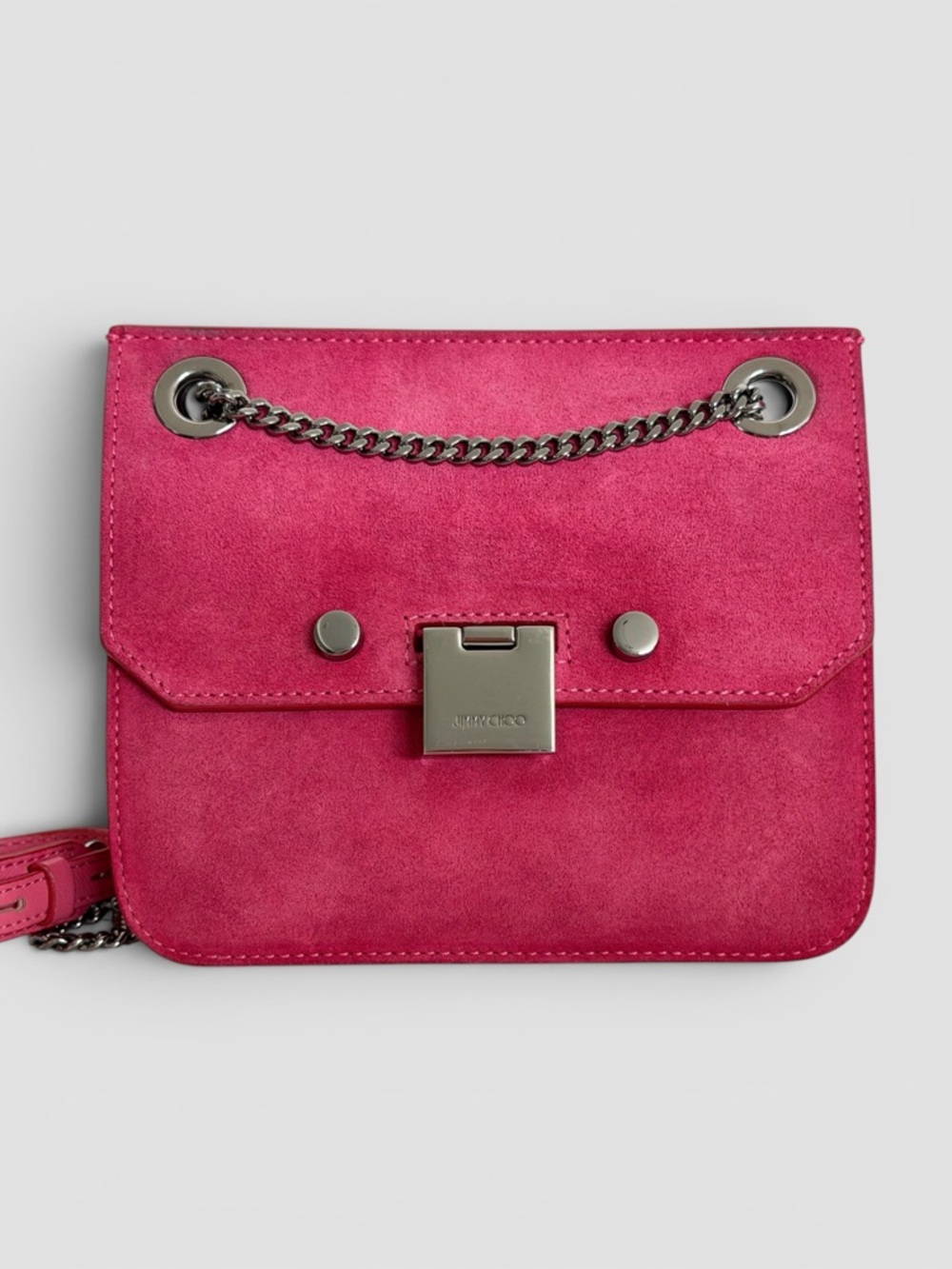 Jimmy Choo Suede Rebel Crossbody Bag Hot Pink